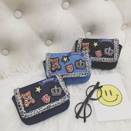 Kids Handbag 2018 New Kids Girls Mini Denim Bags Cute Cartoon Bear Cross Body Shoulder Bags For Children Baby Girls Coin Messenger Bag