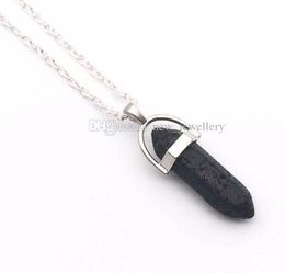 Black Lava Stone Hexagon Prism Pendan necklace DIY volcano stone Aromatherapy Essential Oil Perfume Diffuser Necklace