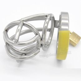 Chastity Devices NEW Male Chastity Belt Devices Lock Stainless Steel Bend The Cage Padlock #R69