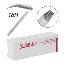 50pcs 18pin Microblading Round Needles Agulhas Tebori Tattoo Eyebrow Permanent Makeup Needles Blade For 3D Embroidery Manual Pen Hard Blades