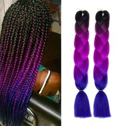 Ombre Xpression Braiding Hair Cheap Two Tone Crochet Synthetic Hair Extensions 24 Inches Box Braid Kanekalon Braiding Hair