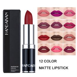 NEW in stock 12 Color HANDAIYAN Matte Lipstick Lasting moisturizing lip balm Velvet moisturizing matte lipstick