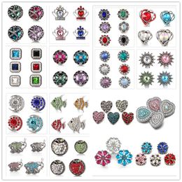 Mixed Styles Snap Jewellery Heart moon Metal Clasps Buttons Fit 18mm Snap Button Bracelet Necklace For Women Men