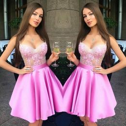 Sexy Spaghetti Arabic Straps Lace Homecoming Dresses Sheer A-Line Plus Size Knee Length Short Prom Dress Cocktail Cocktail Party Club Wear