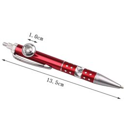 Aluminium Alloy Metal Pipe Ball Pen Shape Smoking Tobacco Pipes Accessories Easy To Carry Unique Design 4 Colours Length 13.5CM