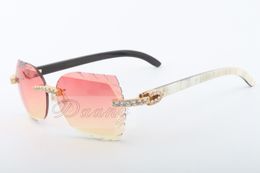 Natural Mixed Horn Sunglasses, 8300817-A, Colourful High Quality Sunglasses, Luxury Fashion Diamond Glasses Size: 58-18-140mm