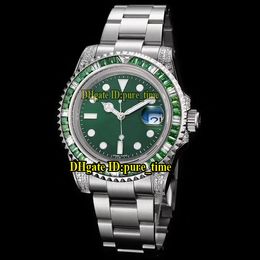 Limited New Date 40mm 116610LV Green Dial Japan Miyota 8215 Automatic Mens Watch Green Diamond Bezel Sapphire Stainless Steel Band Watches