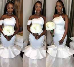 Stunning One Shoulder African Mermaid Wedding Dresses Tiers Applique Ruffle Middle East Arabic Country Bridal Gown Bride Dress Custom