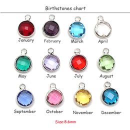 New Trendy 8.6MM Round 12 Colors Crystal Birthstone Silver Pendant Necklace 30pcs Wholesale (No Chains)