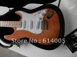 Free shipping High Quality New Stratocaste 6 string Electric Guitar brown Guitar WITH CASE