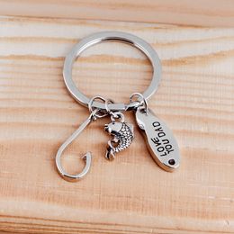 LOVE YOU DAD Fish Hook Keychain Fishhook Key Rings Holders Father Birthday bag hangs fashion jewelry
