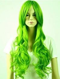 New Long Light Green Curly Women's Hair Cosplay Full Wig