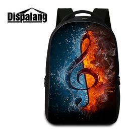 Brand Designer Laptop Backpack For College Student 3D Musical Note Printing Women Travel Shoulder Bag Backpacks Personalised Design Rucksack