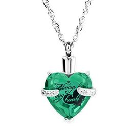 Wholesale custom gem heart - heart May birthstone funeral cremation ashes box necklace pendant fashion jewelry.