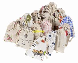 500pcs/lot 10*14cm Storage Package Bag Printed flower Drawstring gift Bag Coin Purse Travel Sachet Bag Wedding Christmas Gifts pouch