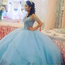 2018 Ball Gown Quinceanera Dresses Custom Made Beaded Off Shoulder Prom Dress Long Formal Party Gowns Q25