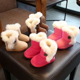 Scarpe per bambini Vendita calda Stivali da neve per bambini Bambini addensati impermeabili antiscivolo Mantieni caldi stivali di cotone Stivali in pelle scamosciata invernali per neonati