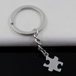 20pcs/lot Key Ring Keychain Jewellery Silver Plated puzzle piece Charms 20x14mm