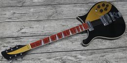 Neck Thru Body 660 6 String Sunburst Black Natural Electric Guitar, Gloss Varnish Red Fingerboard, Checkerboard Binding, Gold Pickguard