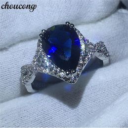 choucong Pear cut 3ct stone 5A Zircon stone 10KT White Gold Filled Women Engagement Wedding Ring Sz 5-11 Gift