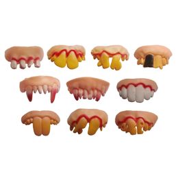 Wholesale Random Mixed Novel Funny Fake Vampire Denture Teeth Halloween Decoration Props Trick Toy