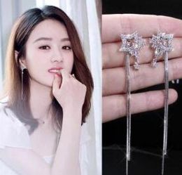 Hot Style European and American fashion new Korean fashion fringe star asymmetric earrings long geometric earrings style classic exquisite