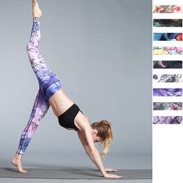 2018 New Milk Silk Fabric High Waist Yoga Pants Female 3D Floral Print Leggings Outdoor Running Fitness Dancing Gym Quick Dry Apparel