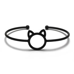 Cat bracelets bangles cartoon kitty cuff cat ears adjustable open bangle