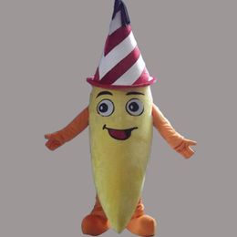 2018 Discount factory sale Fruit Banana Mascot Costume Red Hat Fancy Party Dress Halloween Carnival Costumes Adult Size