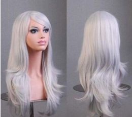 Silver 70cm Women Curly Wavy Hair Wig Fashion Costume Party Anime Cosplay