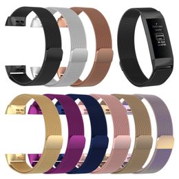 Newest Stainless Steel Fitness Magnetic Milanese Loop Band for Fitbit Charge3 Replacement Wristband Strap for Fitbit Charge 3 Watchband