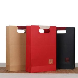 Red Wine Kraft Paper Box Double Standard Packaging Gift Bags Portable Handle Christmas Wedding Party Favors ZA5758