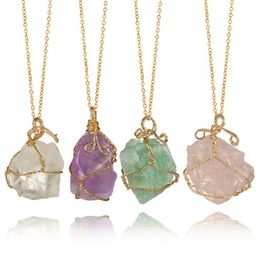 Necklaces Designer Jewelry Colorful Natural Crystal Stone Quartz Healing Chakra Pendant 18k Gold Plated Women Men Necklace Chokers
