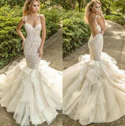 naama anat couture mermaid wedding dresses spaghetti backless lace bridal gowns sweep train country wedding dress custom made