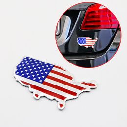 Universal Chrome Car Parts Badges Metal 3D Decal Sticker US USA American Map Flag Emblem Badge Vehicle Accessories Decoreate