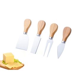 4pcs/sets Knives Bard Set Oak Handle Cheese Knife Kit Kitchen Cooking Tools Useful Accessories wen5055