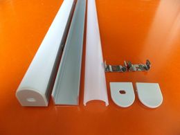 Free Shipping 2m/pcs Aluminium channel with milky white PC cover and plastic end caps and metal clips 30m/lot