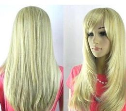 Fashion blonde long straight women's hair wig