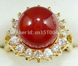FREE SHIPPING >>>Red STONE Yellow Crystal Ring Size: 6.7.8.9
