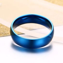 6mm Classic Wedding Ring For Men Women Gold Blue Silver Color Stainless Steel Us Size Jewelry Gifts 10pcs