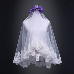 Gorgeous Wedding veils Short Bridal veil TOP QUALITY Floral Lace 1.5*1.5m Free Sipping
