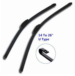 Hot Sale Car Windshield Wiper Blade 14 To 26 Inch For U-Type Hook Made By Soft Natural Rubber Frameless Bracketless