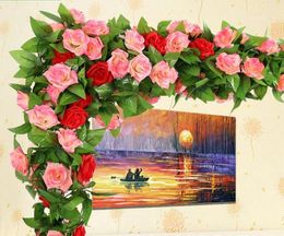 2.4m /94.5" Silk Rose Vine Artificial Rose Camellia Flower Vine Wedding Christmas Decorate Artificial Rose Vines 16 Colours in stock