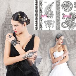 Classic Sexy Black Lace Waterproof Temporary Tattoos Tattoo Supplies Necklace Bracelet Tattoo Stick Paster Body Art