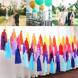 5pcs/set Tissue Paper Tassel Garland Wedding Birthday Party Decoration 35cm Pink Gold Paper Tassels Mariage Event Party Supplies WX9-614