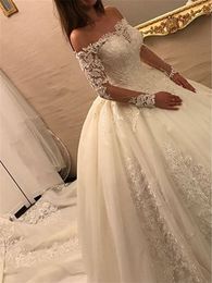 Vestido De Novia Appliques Ball Gown Lace Wedding Dresses Off the Shoulder Wedding Dress Princess Bridal Dress robe de mariage Wedding Gowns