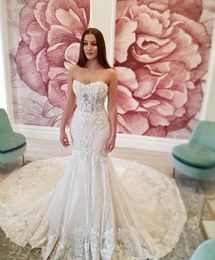 Cheap Fabulous Lace Wedding Dress Mermaid Backless Sweetheart Long Garden Country Church Bride Bridal Gown Custom Made Plus Size