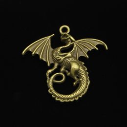 18pcs Zinc Alloy Charms Antique Bronze Plated magical winged dragon mythology Charms for Jewellery Making DIY Handmade Pendants 43*46mm