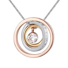 Mother's Day Gift Concentric Circles Crystal Pendant Necklace Made With Austrian Crystal Elementfor Women Free Shipping