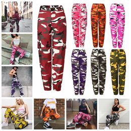 European camouflage casual waist pocket button loose trousers yellow red Grey pink purple orange jujube red support mixed batch